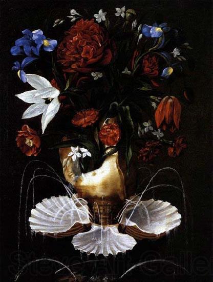 Juan de Espinosa Still-Life with Shell Fountain and Flowers Norge oil painting art